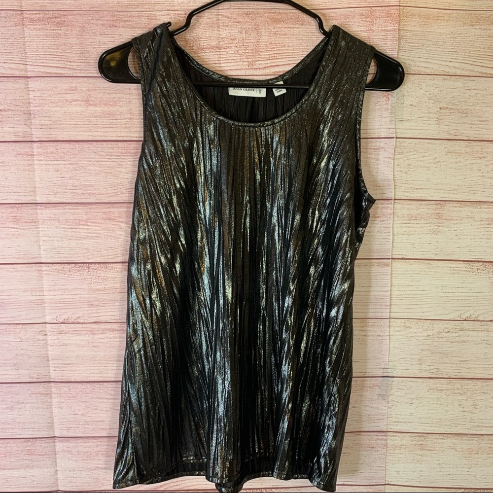 Susan Graver Sleeveless Metallic Foil Top Small